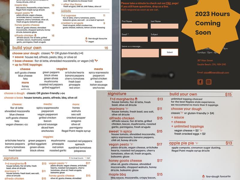 Fire+Dough Flame Fired Pizza Menu