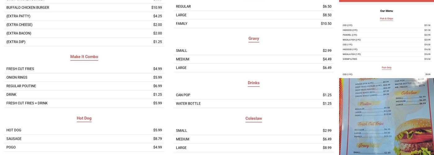 Jack's Chicken & Fish Menu