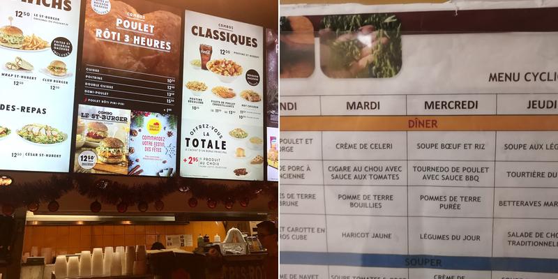 St-Hubert Express Menu