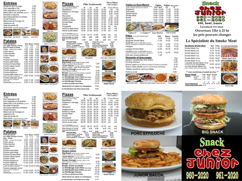 Snack chez Junior 2013 inc Menu