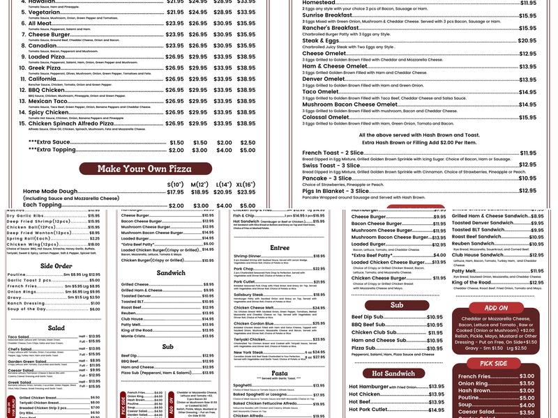 Conway's Restaurant Menu