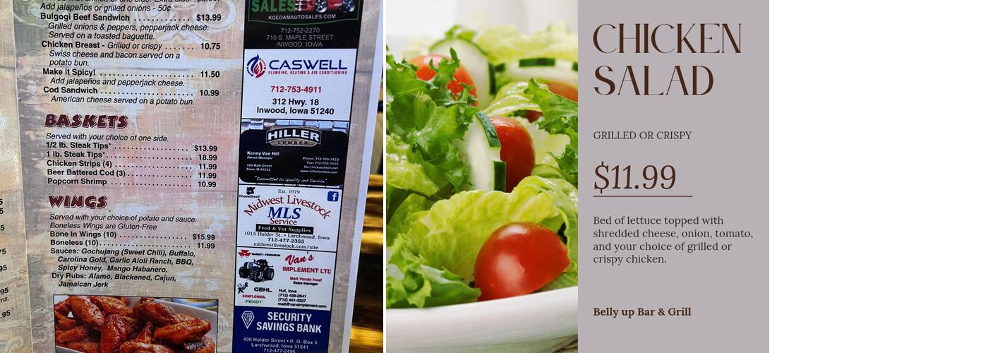 Belly Up Bar & Grill Menu