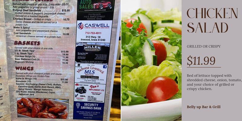 Belly Up Bar & Grill Menu