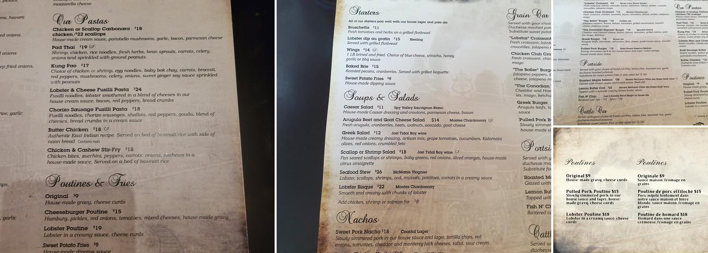 La Gare Resto Bar Menu