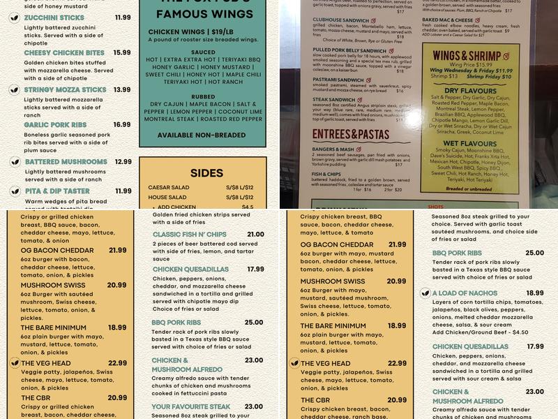 Silverfox pub & liquor store Menu