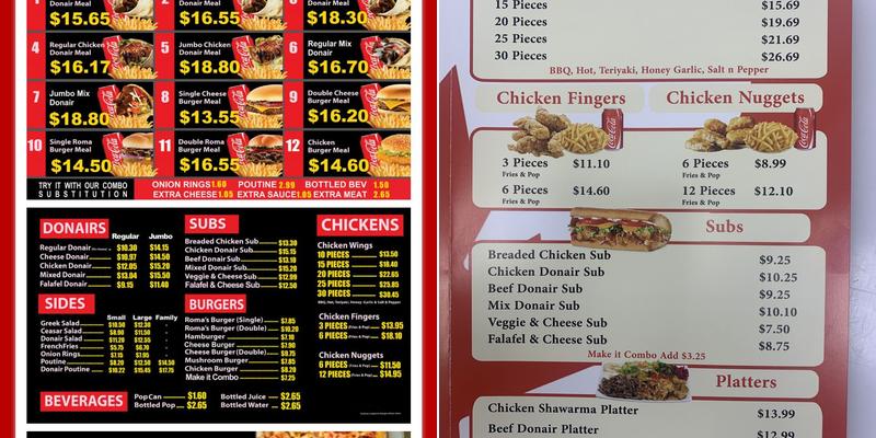 Roma Pizza & Donair Menu