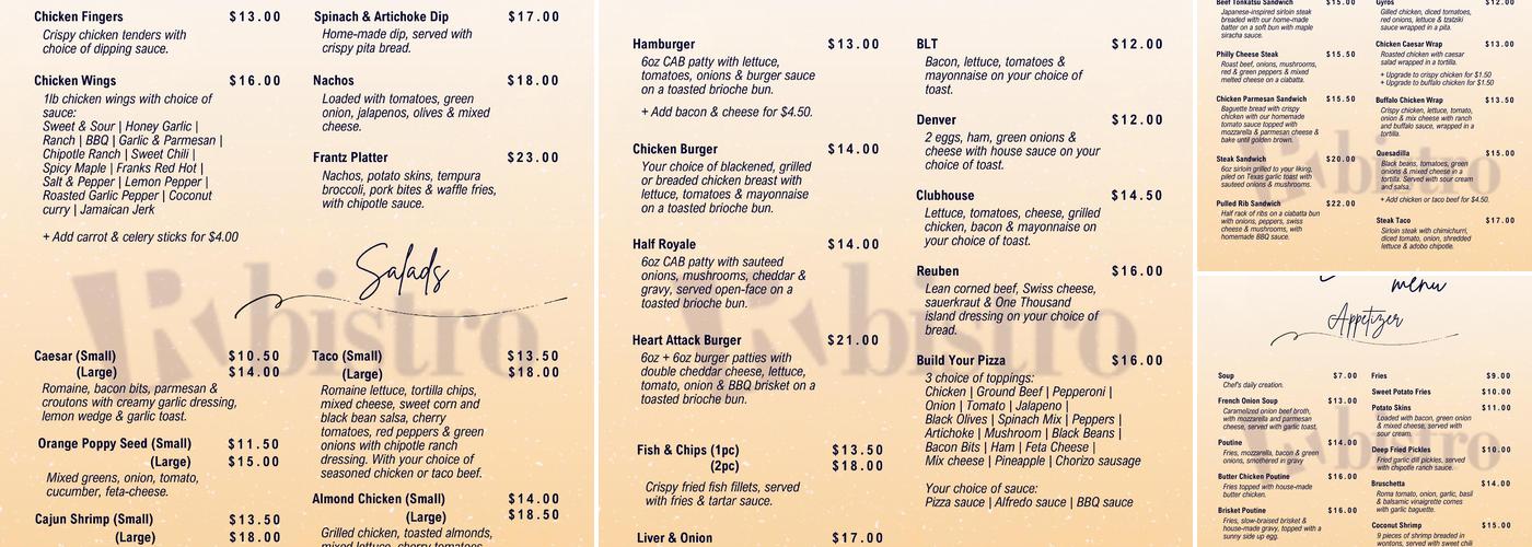 R-Bistro Menu