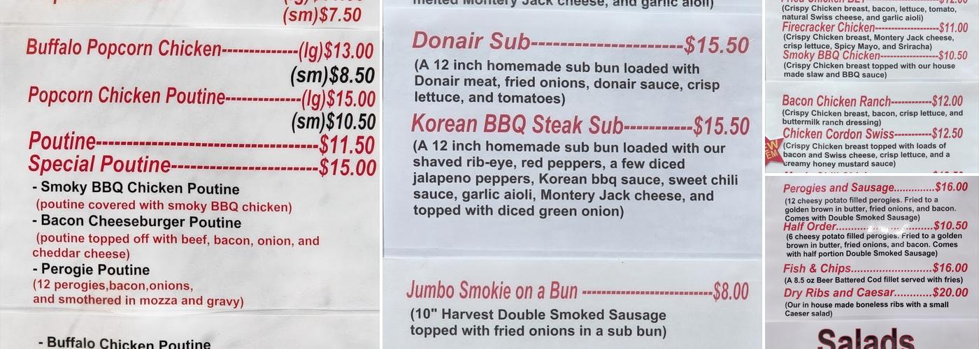 Autumn's Place Grill and Dairy Bar Menu