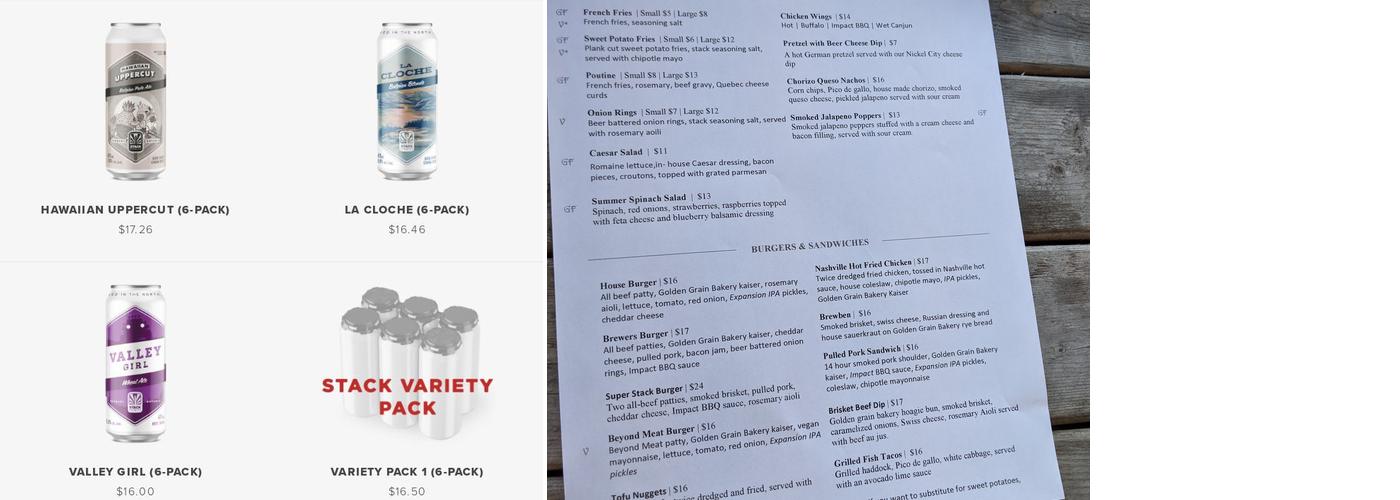 Stack Brewery and Taproom Menu
