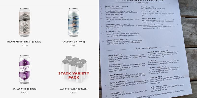 Stack Brewery and Taproom Menu