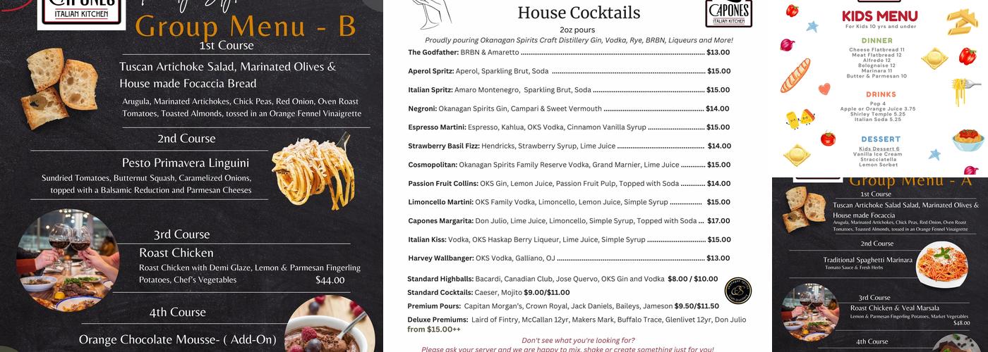 Capones Kitchen Menu