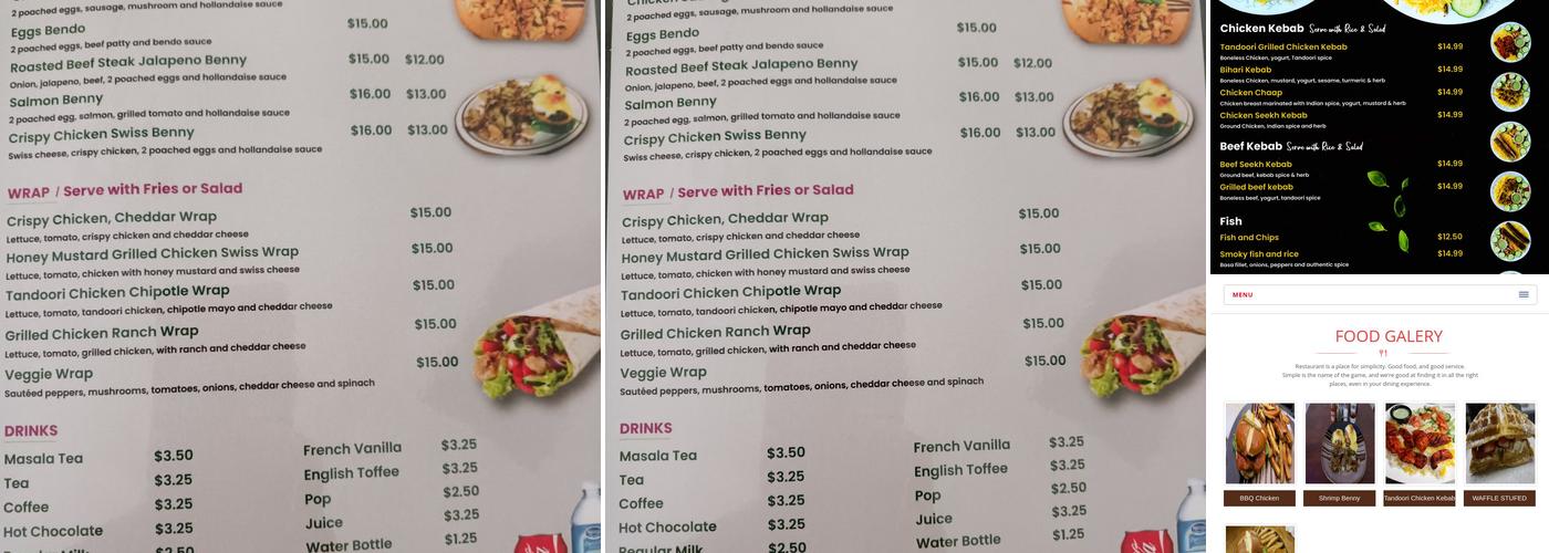 Rosie's Country Cafe Menu