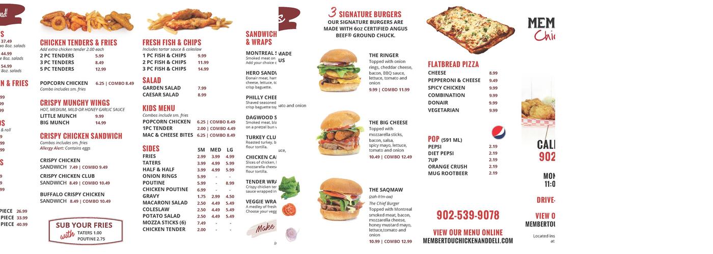 Membertou Chicken & Deli Menu