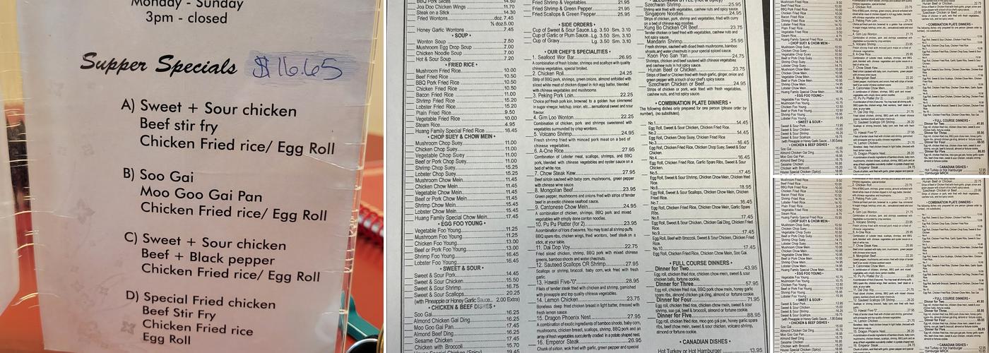 Huang's Restaurant Menu