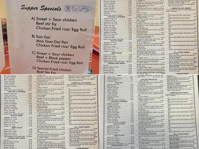 Huang's Restaurant Menu