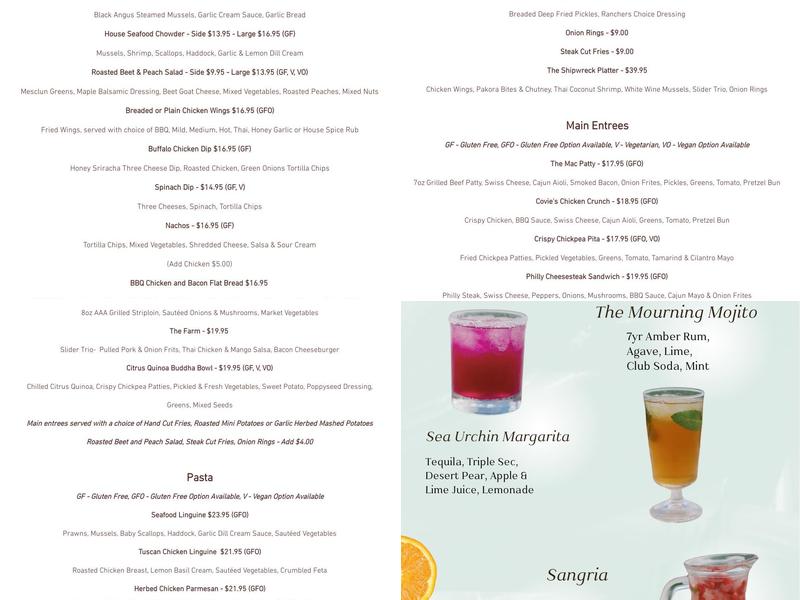 The Dory Pub & Restaurant Menu