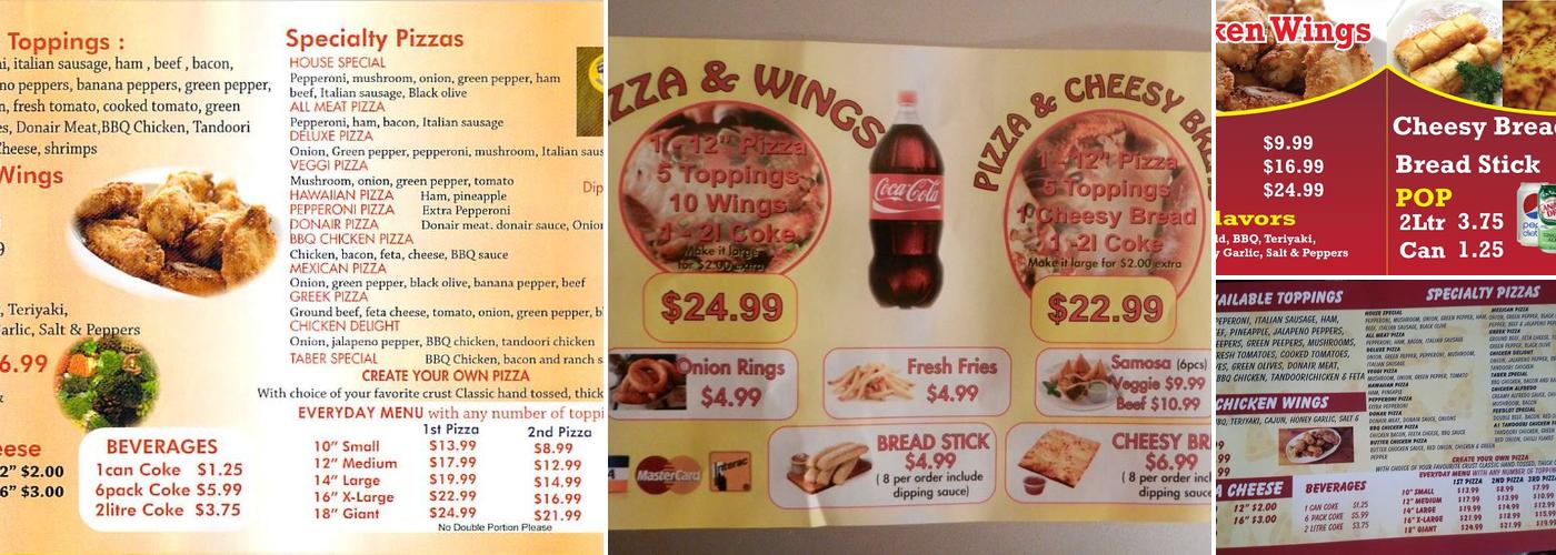 A-1 Pizza Menu