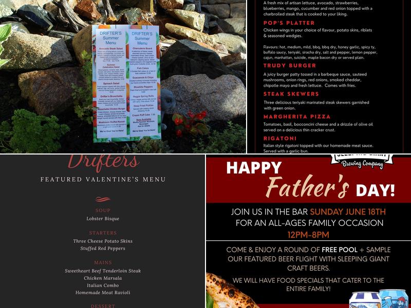 Drifters Restaurant Menu