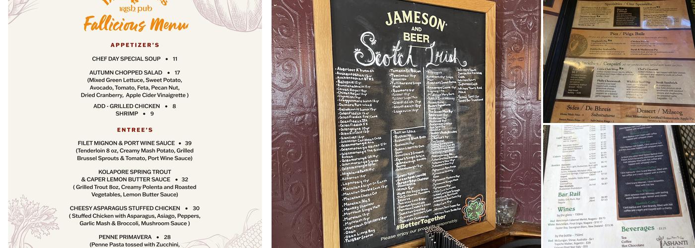MJ Byrne's Irish Pub Menu