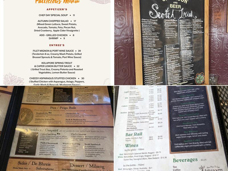 MJ Byrne's Irish Pub Menu