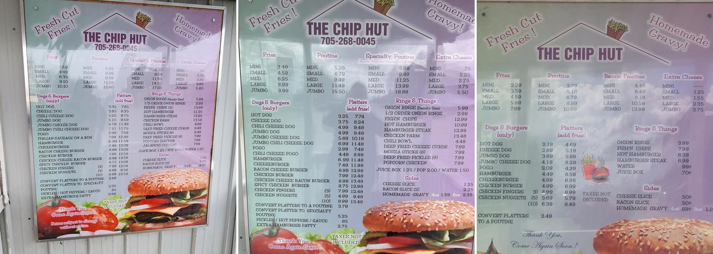 Chip Hut Menu