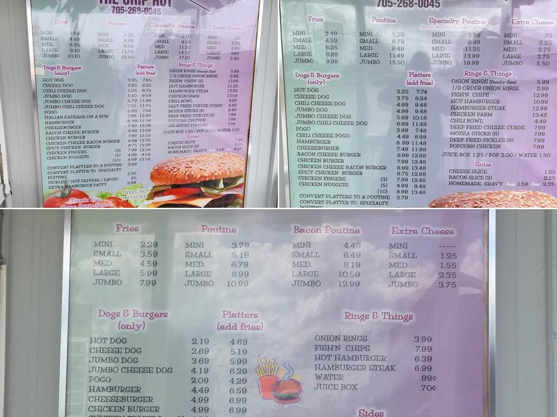 Chip Hut Menu