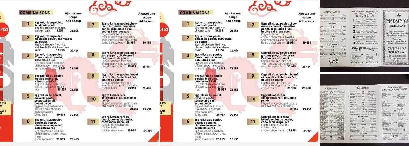 Maxima Restaurant Menu