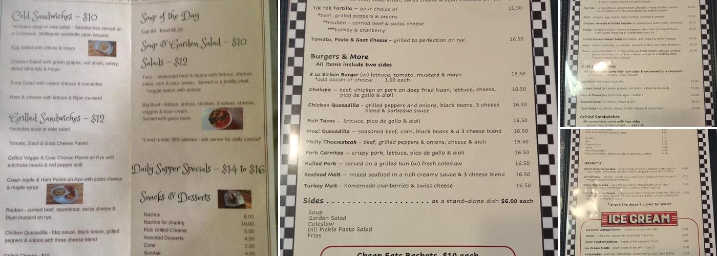 Sweetgrass Cafe Menu