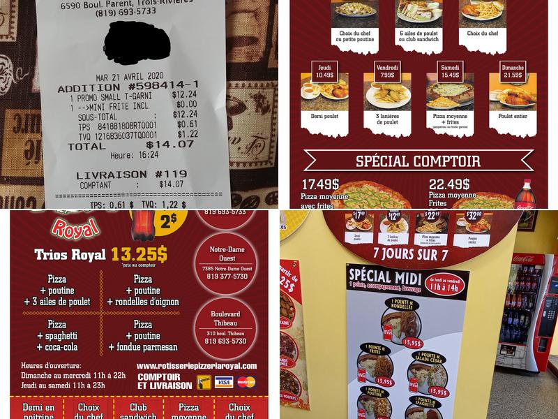 RÔTISSERIE PIZZÉRIA ROYAL Menu
