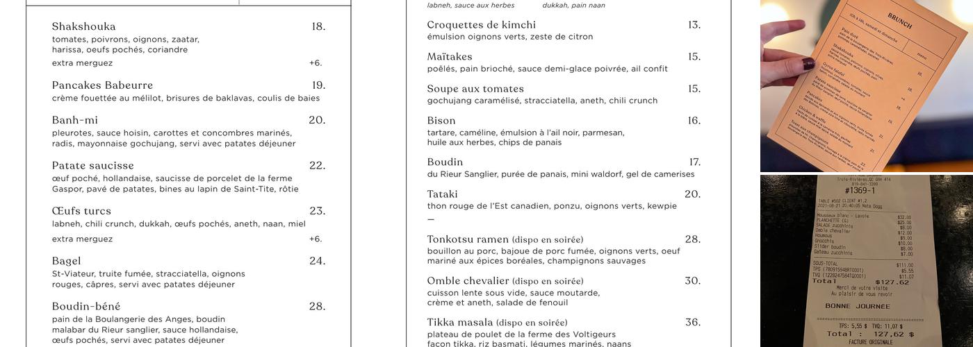 Le Bette Menu