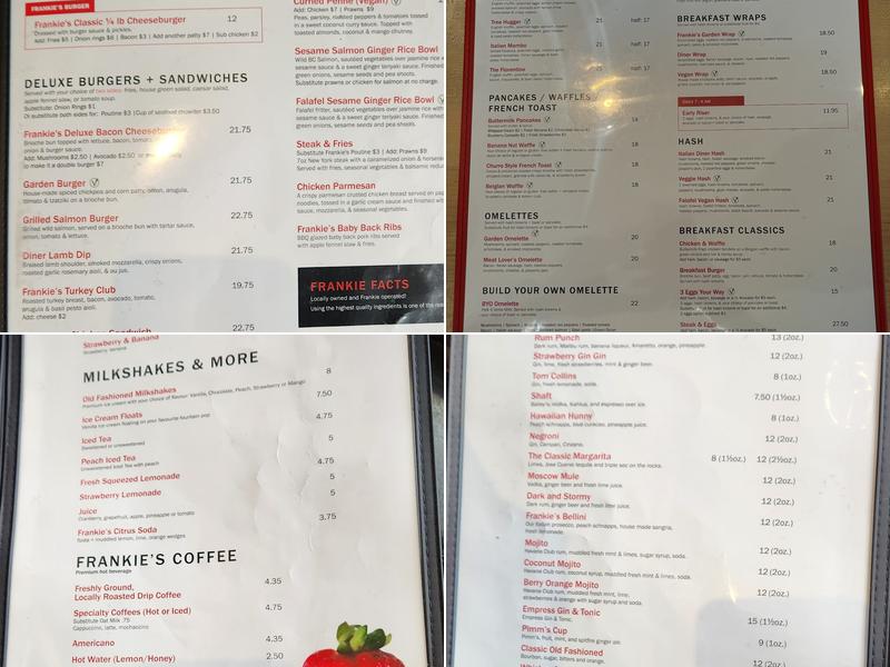 Frankie's Modern Diner Menu