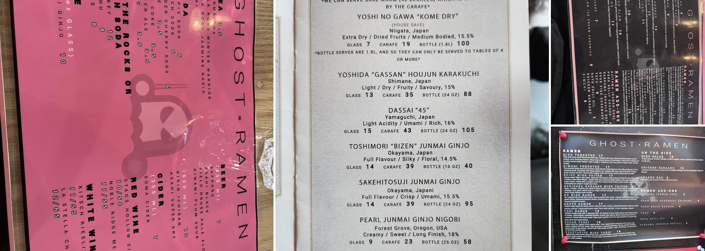 Ghost Ramen Menu