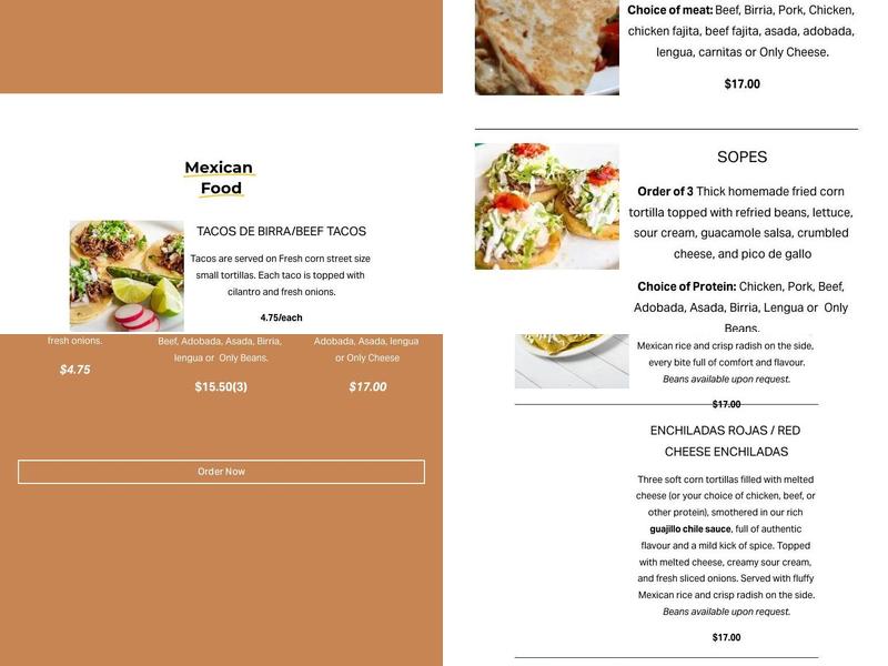 La Fogata Mexicana Restaurant Menu