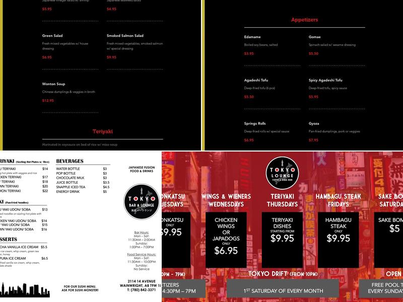 Tokyo Bar & Lounge Menu