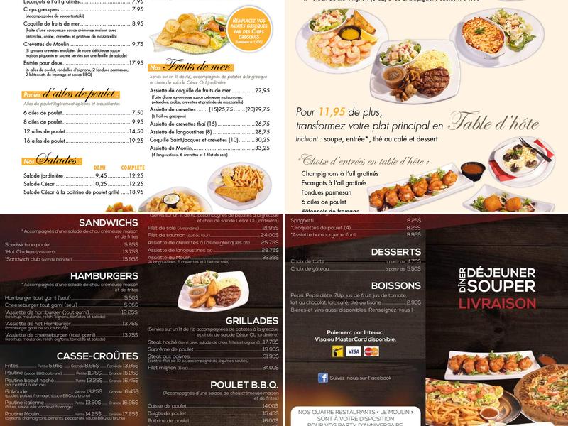 Restaurant Le Moulin Menu