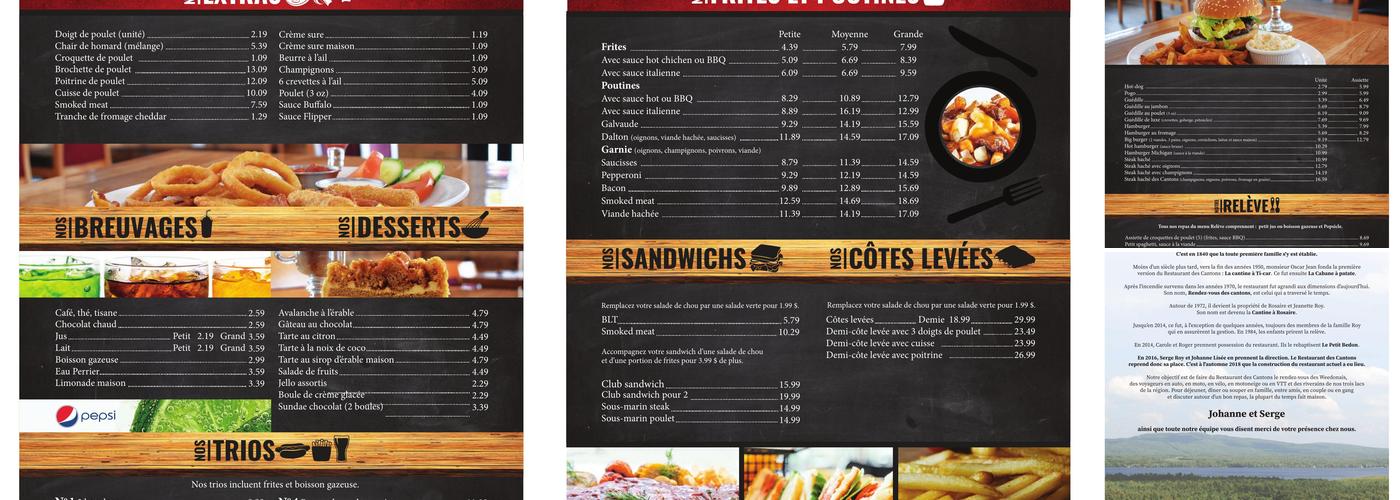 Restaurant des cantons Menu