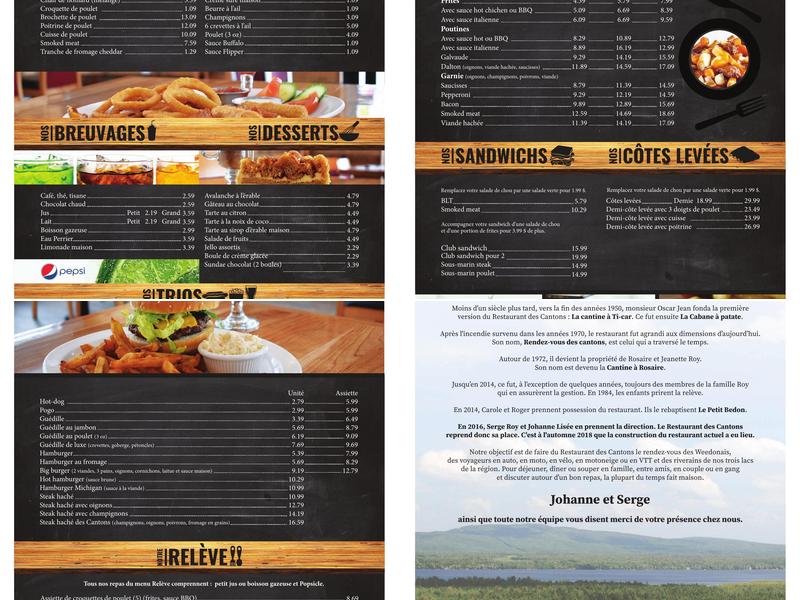 Restaurant des cantons Menu