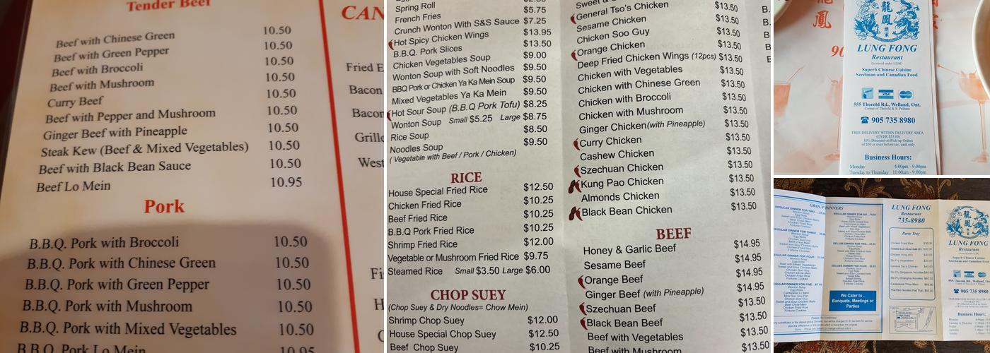 Lung Fong Restaurant Menu