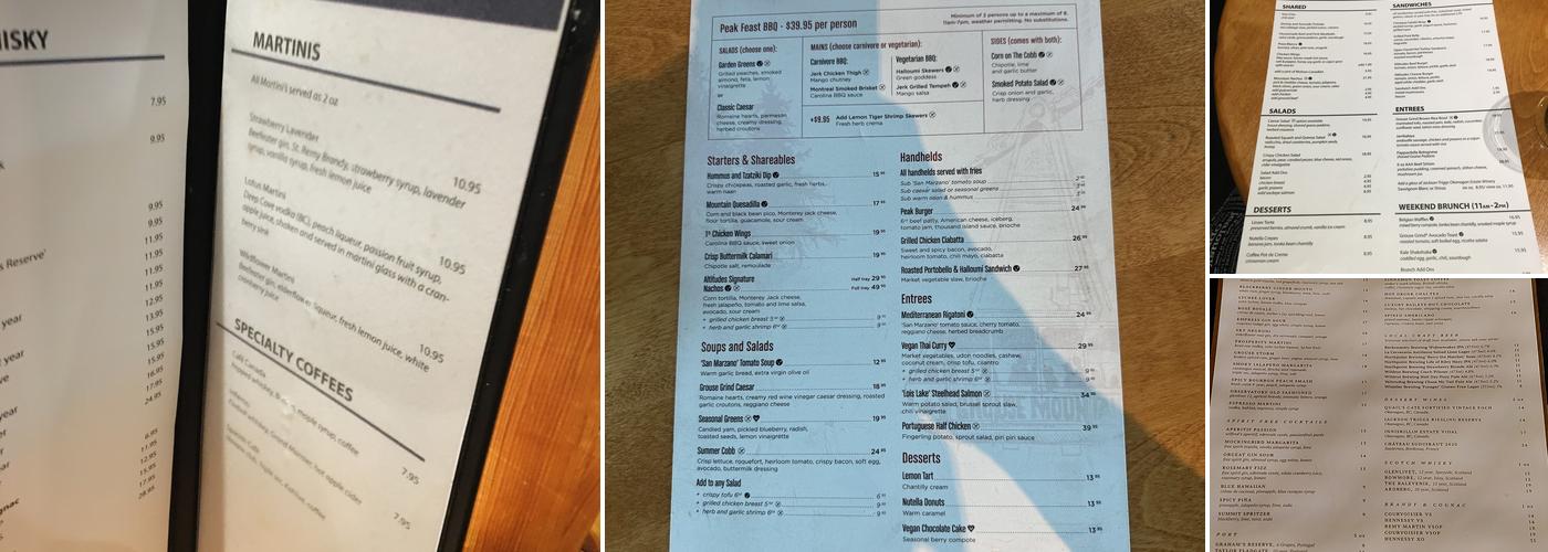 The Observatory Menu