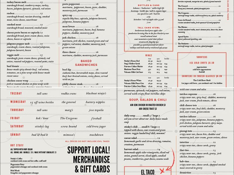 Stinky's On The Stroll Menu