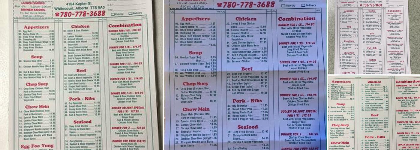 Golden Delight Restaurant Menu