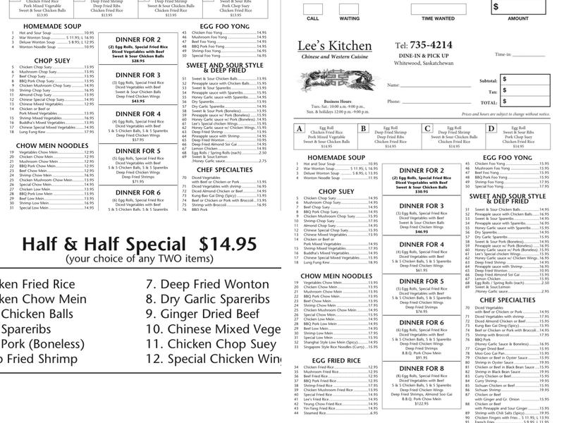 Lee's Kitchen Menu