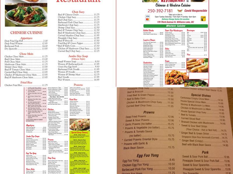 Sam's Restaurant Menu