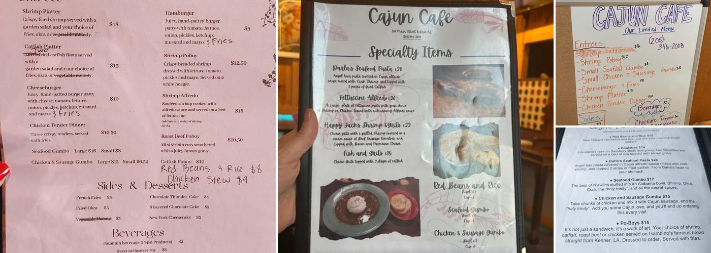 Cajun Cafe Menu