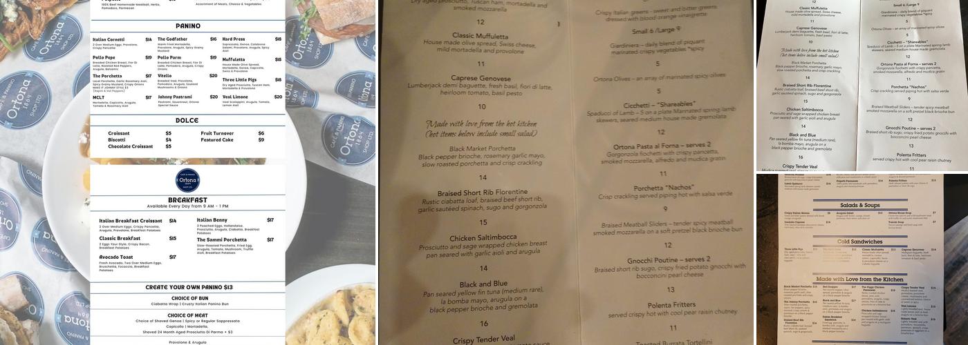Ortona 1864 Cafe & Panino Menu