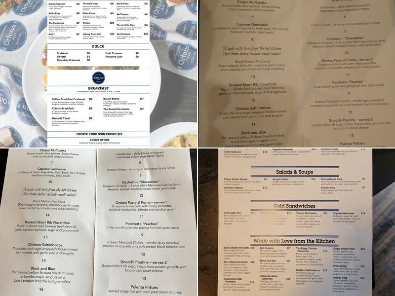 Ortona 1864 Cafe & Panino Menu