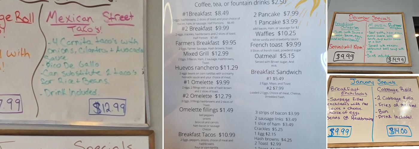 Triangle Oasis Restaurant Menu