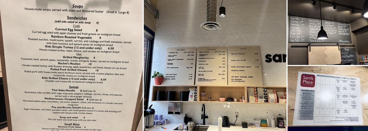 Sam's Place Coffee Menu