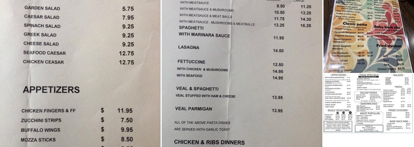 The Pizza Plate Menu