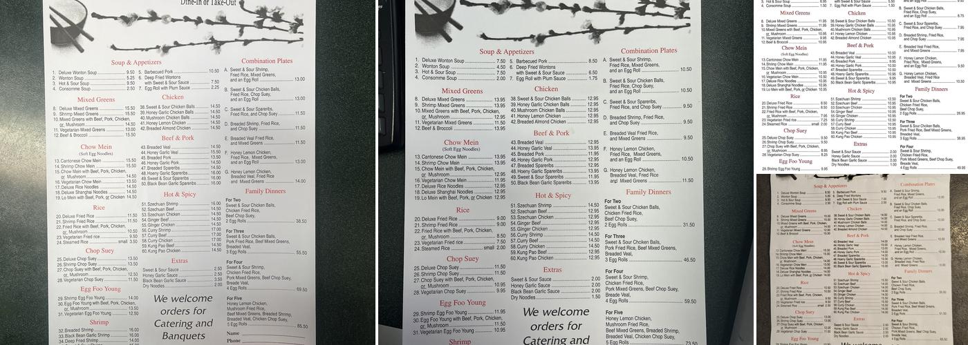 New Sing Fei Chinese Restaurant Menu
